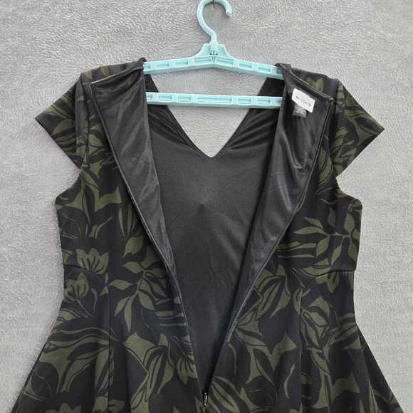 Alfani Women Dress 8P Black Floral Fit & Flare Short Sleeve - Picture 6 of 7